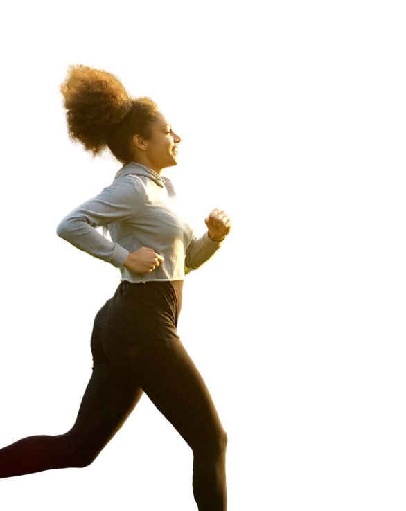 A woman running.