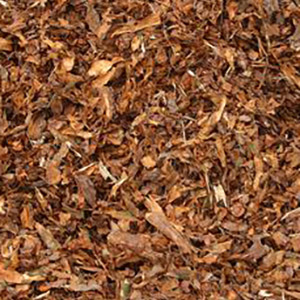 A thick, healthy layer of brown wood mulch