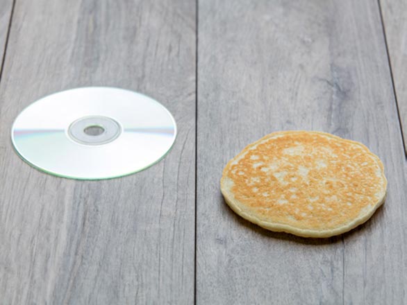 pancake next to CD rom disc