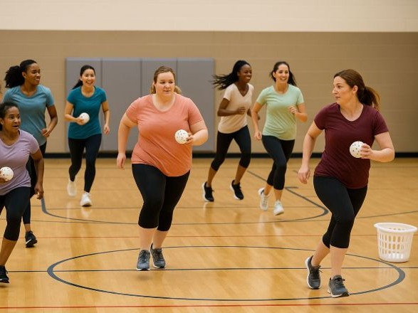 group of women playing basket battle