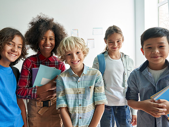 junior high kids in hallway