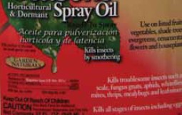 A red sticker label from a package of Neem Oil showing instruction for application.