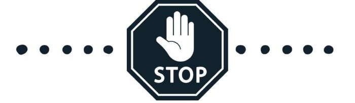 A graphic of a blue stop sign with a hand making a stop gesture