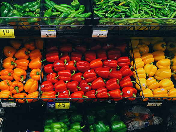 produce aisle in grocery store