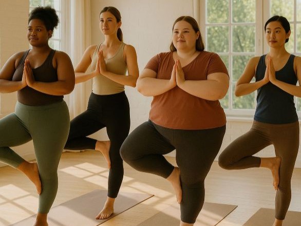 group of women doing yoga