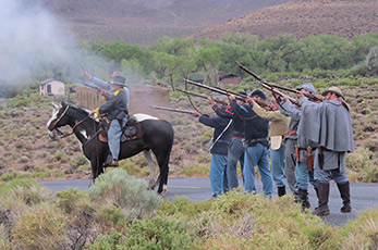 Soldiers reenacting at Fort Churchill