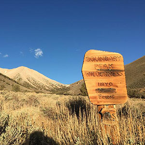 Welcome sign to Boundry Peak in Esmeralda County