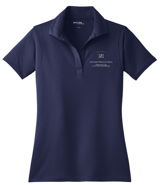 A true navy polo embroidered with our College's Experiment Station logo.